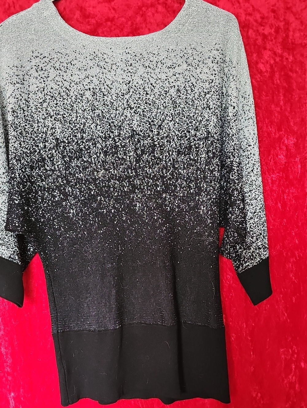 Notations Black & Gray Ombre Sparkle Knit Tunic